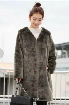 フェイクファー　ノーカラーコート アローズ