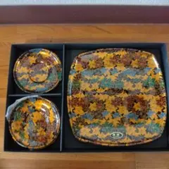 【漆器と西陣織】紅葉模様の陶器食器セット