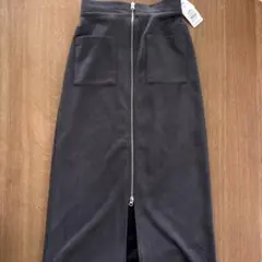 【新品】フロントファスナーナロースカート RETRO GIRL チャコールグレー