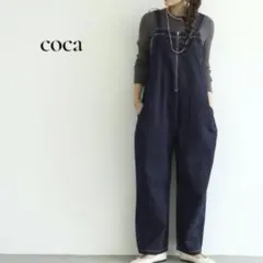 タグ付★coca フロントジップ デニムサロペット インディゴ ゆったり 綿混のサムネイル