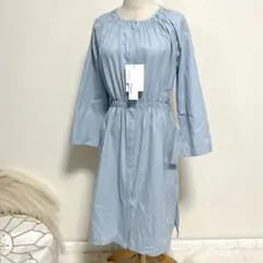 定価2万◆新品 CANOA ロングシャツワンピース 長袖 ライトブルー 9号 M