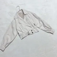 FUN ファン ＊ ショート丈ダブルジャケット ベージュ系 ボリューム袖 Sのサムネイル