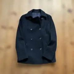 ブラック ウールピーコート ウエストベルト付き