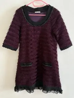 く*み様 アクシーズファム　パープル 五分袖 ワンピース フリル付き