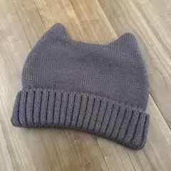 ニット帽　52-54cm 猫耳　ブラウン