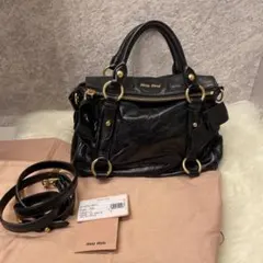 miu miu サイドリボン　ヴィッテロルクス2WAYバッグ　ブラック