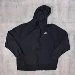 페이드 NIKE 나이키 로고 자수 지퍼 업 스웨트 파커 블랙