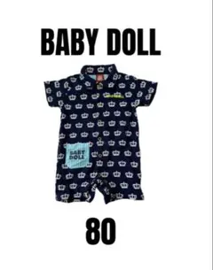 【ベビードール】美品　半袖ロンパース　ロゴ冠　ベビーキッズ　おしゃれ　80のサムネイル