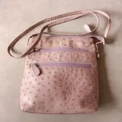 オーストリッチレザー 本革 ショルダーバッグ ミニポーチ ピンクのサムネイル