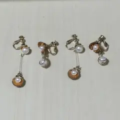 イヤリング 貝殻 ハンドメイド 2つセット