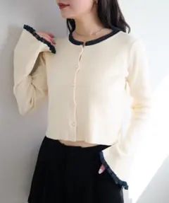 【最終値下げ】Kastane 無地&ボーダー パールボタンフリルカーディガン