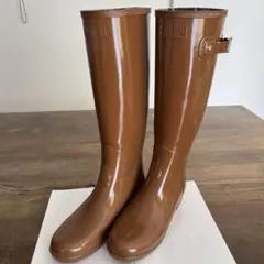 HUNTER ブラウン 長靴 レインブーツ24〜24.5cm
