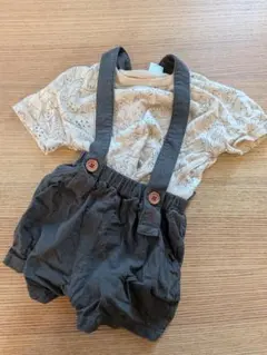 美品☆バースデイ☆フタフタ☆恐竜セトア☆恐竜セットアップ☆サロペ☆サロペット☆