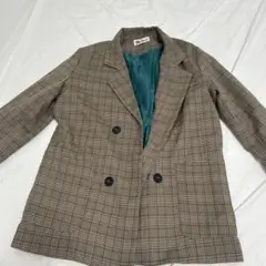 Ru yi チェック柄 ダブルブレストジャケット