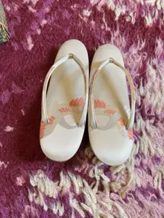 おき宗　草履 鶴文様 ゴールド系 和装小物 着物　修理キット付　箱無し　23cm