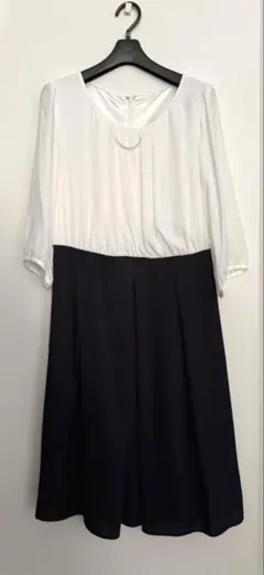 シフォンワンピース　アクセサリー付　卒業式　入学式　セレモニー　フォーマル　長袖