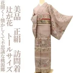 美品 辻が花 正絹トールサイズ“懐かしくて不思議な桃源郷”訪問着 T-39
