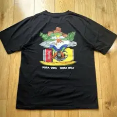 00s　コスタリカ製　tシャツ　カエル　イグアナ　サーフ　ビール　お酒　黒　Sのサムネイル