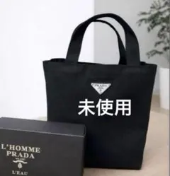 新品 未使用 プラダ ロゴプレート トートバッグ ブラック 箱付き PRADA