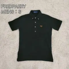 FRED PERRY ポロシャツ メンズS 黒 刺繍ロゴ入り