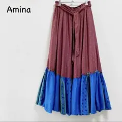 Amina エスニック フレアスカート ウエストリボン付きのサムネイル