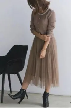 kokode ワンピース　etAlors 異素材　チュール　パール　Perl