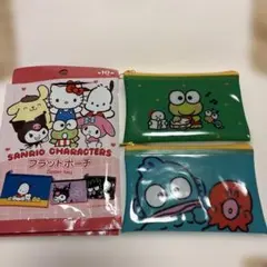 Sanrio Characters フラットポーチ ２個　けろっぴ・ハンギョドン