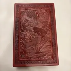 堆朱 硯箱 文箱 山水画 彫刻　エコメルカリ便可能な方限定 堆朱 文箱 硯箱 山水図 彫刻 書道用具 - メルカリ