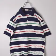 90s ヴィンテージ　セリーヌ　半袖　ボーダー　ポロシャツ　天竺　L メンズのサムネイル