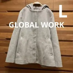 GLOBAL WORKグレージュショートコート グローバルワークジャケットフード
