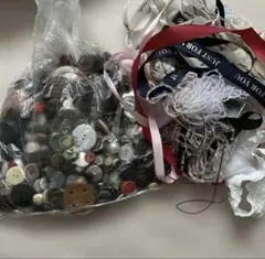 ボタン　大量　紐　りぼん　まとめ売り　コラージュ