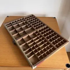 英国アンティーク木製プリンタトレイ/飾り棚/枡ケース/小物入れ(92-46