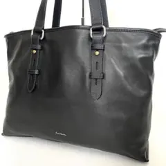 ポールスミス トートバッグ レザー ブラック ロゴ ビジネス