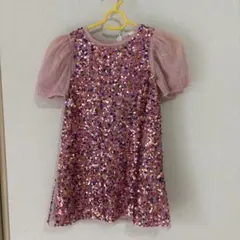 H&M スパンコール ピンクチュニック ワンピースドレス116誕生日会