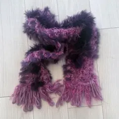 pink & purple fur knit scarf