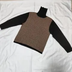 未使用 タートルネック 千鳥格子ニット