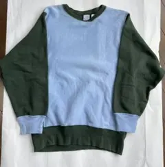 レアカラー　リバースウィーブ　ツートン　バイカラー　モスグリーン×スカイブルー