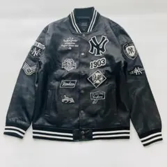 MLB ニューヨーク ヤンキース スタジャン ロゴ 刺繍 L相当 ブラック