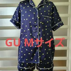 GU レモン柄 サテンパジャマ セットアップ ネイビー M 半袖のサムネイル