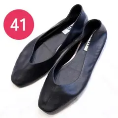 ZARA 【41 (26.6cm)】 ブラック フラットシューズ