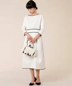 TIARA バイカラーウエストマークワンピース　オケージョン