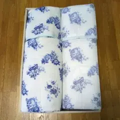 未使用　Volupis 　キルト&敷パッド　花柄ブルー　シングルサイズ