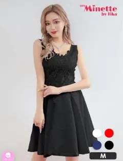 最終セールTika クラシカル ノースリーブ ハイウエスト切替フレア 膝丈ドレス