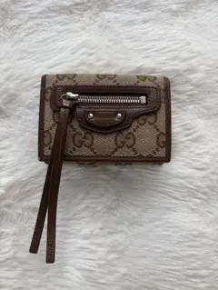 GUCCI ブラウン三つ折り財布 GGパターン