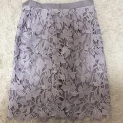JUSGLITTY薄紫 花柄レース タイトスカート