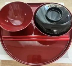 【新品未使用】お食い初め用赤黒食 5点セット