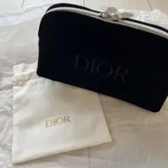 【新品未使用】Dior ブラック ベロア ポーチ 巾着付き