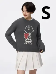 GU クルーネックセーター　Peanuts スヌーピー　チャーリーブラウン