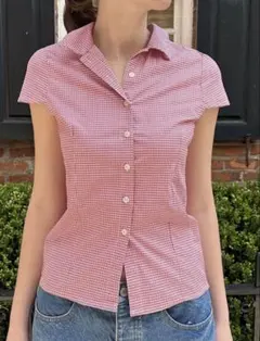 Brandy Melville RUE PLAID TOP チェック シャツ 赤のサムネイル