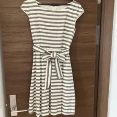 【新品未使用】ロペピクニックフレアワンピース38 半袖ボーダーリボン付き春夏